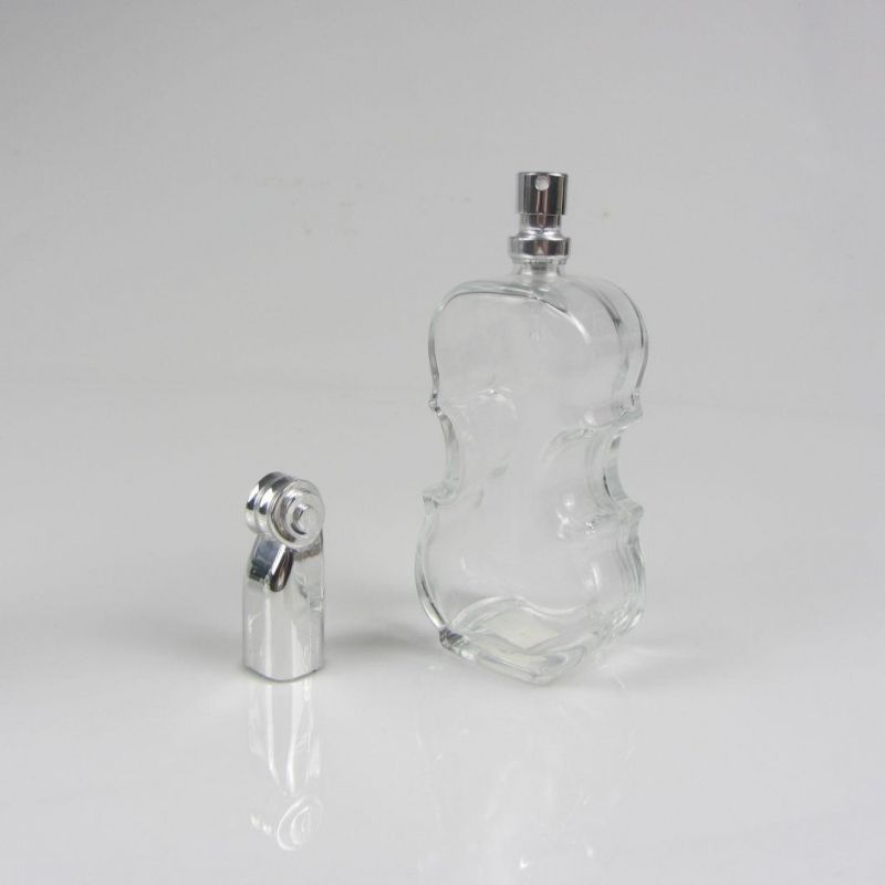 Guitar Shaped Beautiful Clear Perfume Glass Bottle 100ml