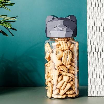 425ml Children Food Plastic Bottle with Cat Cartoon Caps for Child Cookies Packaging