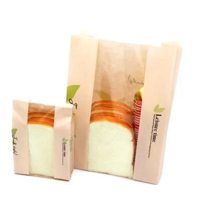 Food Packaging Kraft Paper Bag with Window for Toast Bread