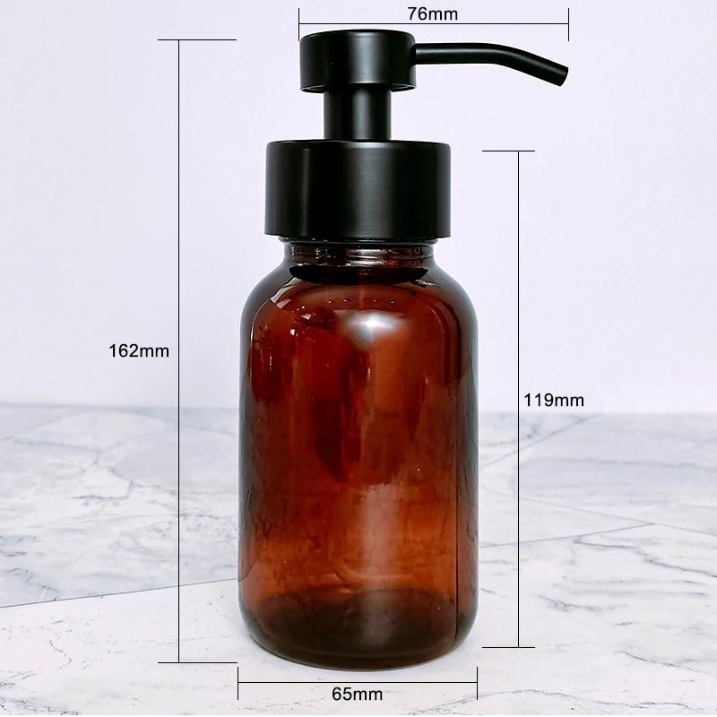 250ml 8 Oz Amber Foaming Hand Body Wash Pump Dispenser Foam Soap Glass Bottle for Sale