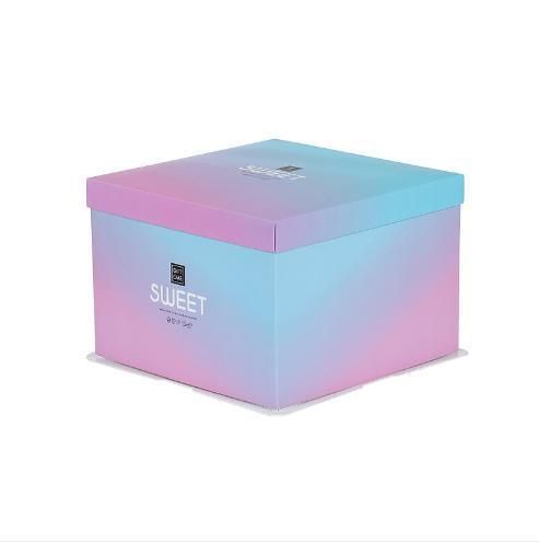 Wholesale Printing Rainbow Gradient Color Square Birthday Cupcake 6/8/10/12 Inch Custom Logo Pastry Baking Window Packing Cake Shaped Paper Package Box