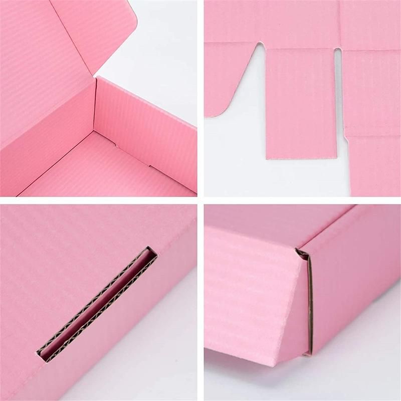 Recyclable Custom Design Kraft Pink Paper Corrugated Cloth Packaging Box Foldable Shipping Crasft Box