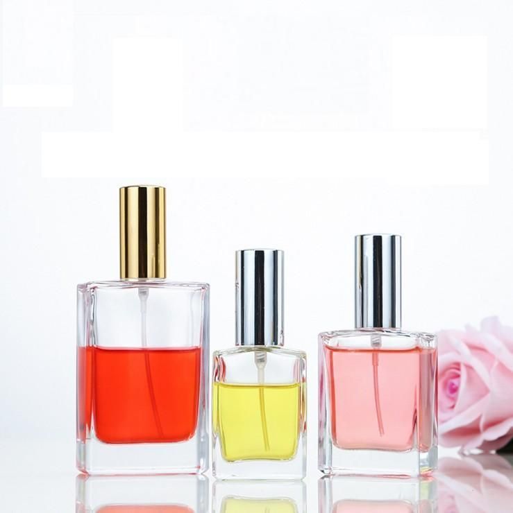 50ml Gold, Silver Refillable Square Empty Perfume Bottle