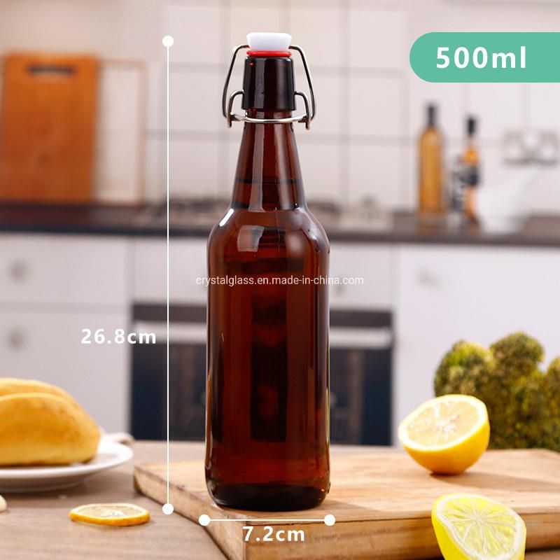 350ml 500ml 1000ml Swing Top Glass Bottle for Beverage and Cold Tea Wine