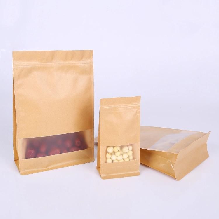 500g Eight Sides Seal Packaging Bag / Quad Seal Foil Flat Bottom Coffee Pouch with Clear Window