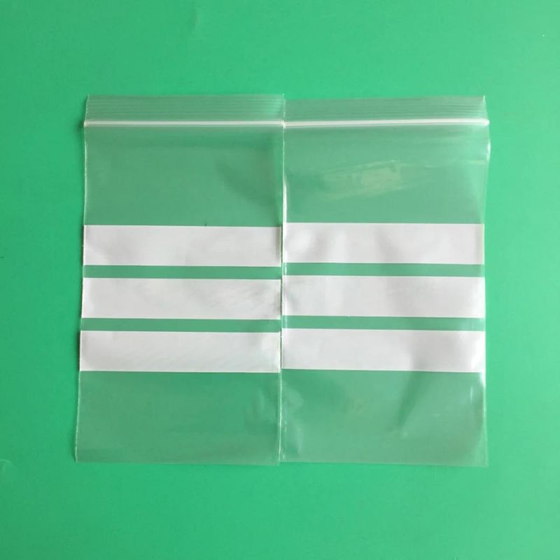 Three White Blocks Printed Writable Plastic Zipper Bag Food Packaging Bag Reusable