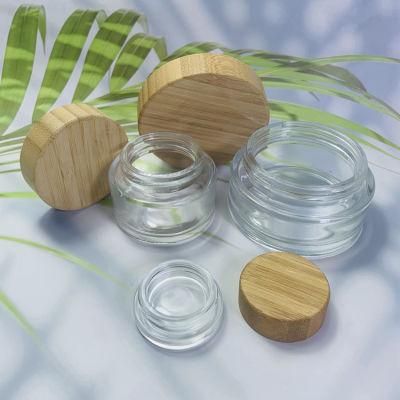 Round Bottle Bamboo Cap 50g 100g 200g Hot Stamping Logo Cosmetic Jar