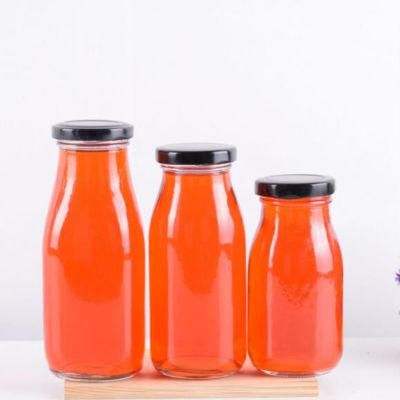 200ml 250ml 350ml Milk Botttle Tea Bottle Glass Bottle with Metal Caps