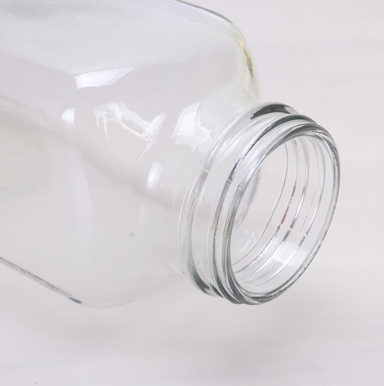 250ml 350ml 500ml French Square Bottle Wide Mouth Octagonal Glass Bottle for Milk Juice Packing