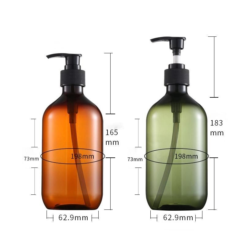 Big Volume Amber Cylinder Pet Body Lotion Pump Bottle 300ml 500ml Plastic Shampoo Bottle