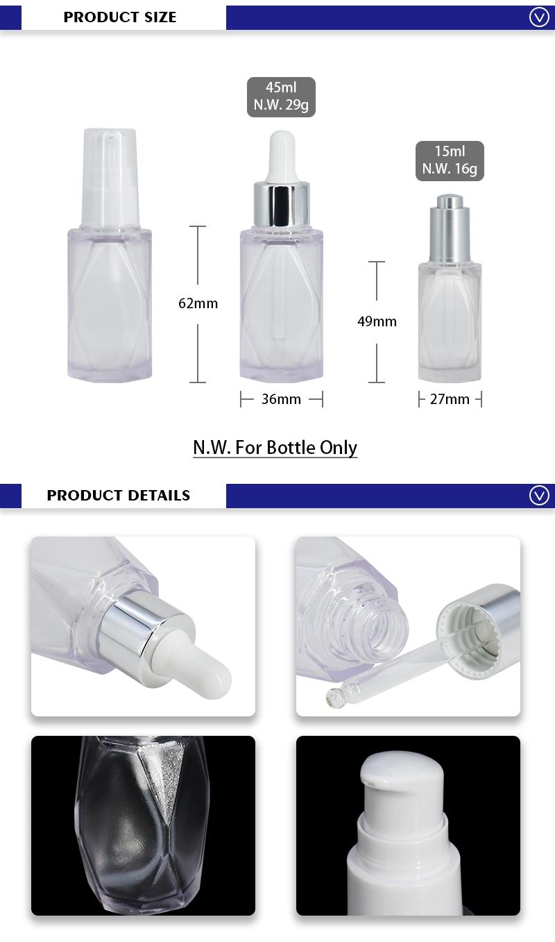 OEM 15ml 45ml Transparent PETG Lotion Frosted Dropper Bottle