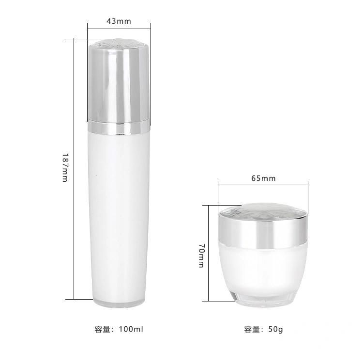 Factory Price 100ml Elegant White Acrylic Plastic Cream Bottle for Sink Care Cosmetic Bottle