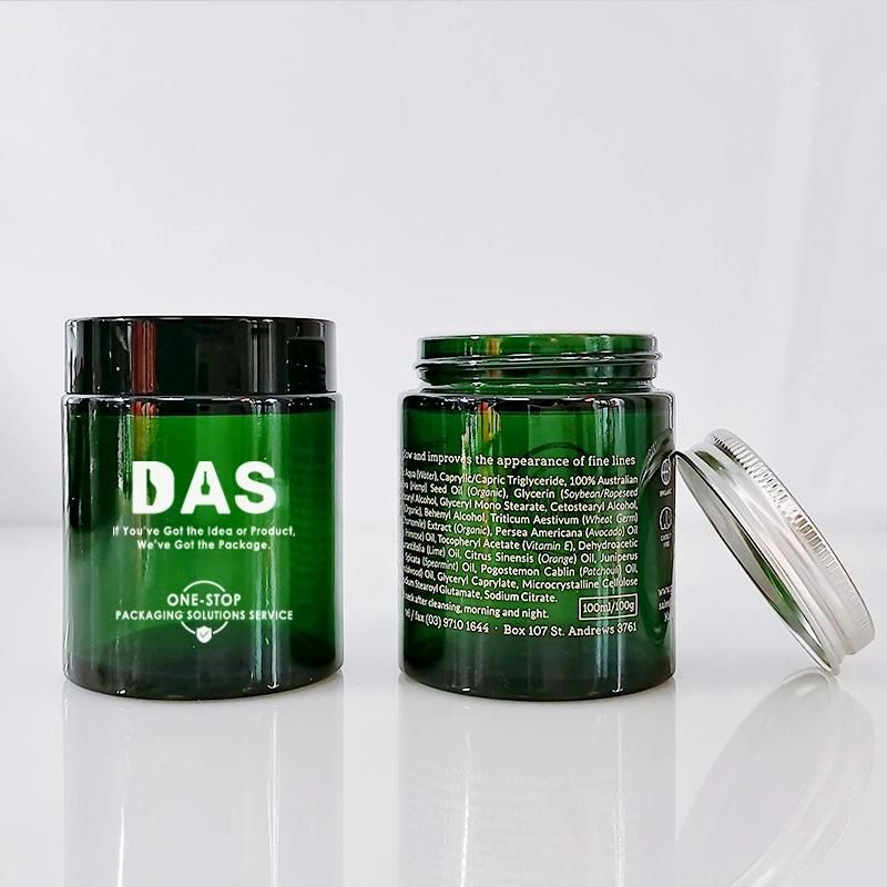 Unique Luxury 100g 100ml Straight Sided Green Candle Glass Jar for Candle Making Cosmetic Cream