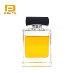 High-End Grade Rectangular White 3.4 Oz 100ml Cologne Perfume Bottle with Leather Caps