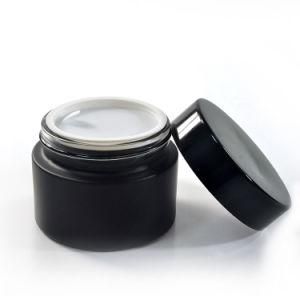 Custom Glass Container 15g 30g 50g Plastic Lid Matt Black Cosmetic Jar for Skin Cream