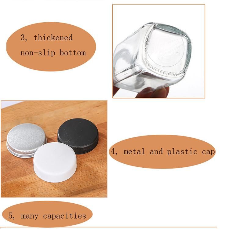 350ml Square French Fresh Juicer Glass Bottles Beverage with Plastic or Metal Lid