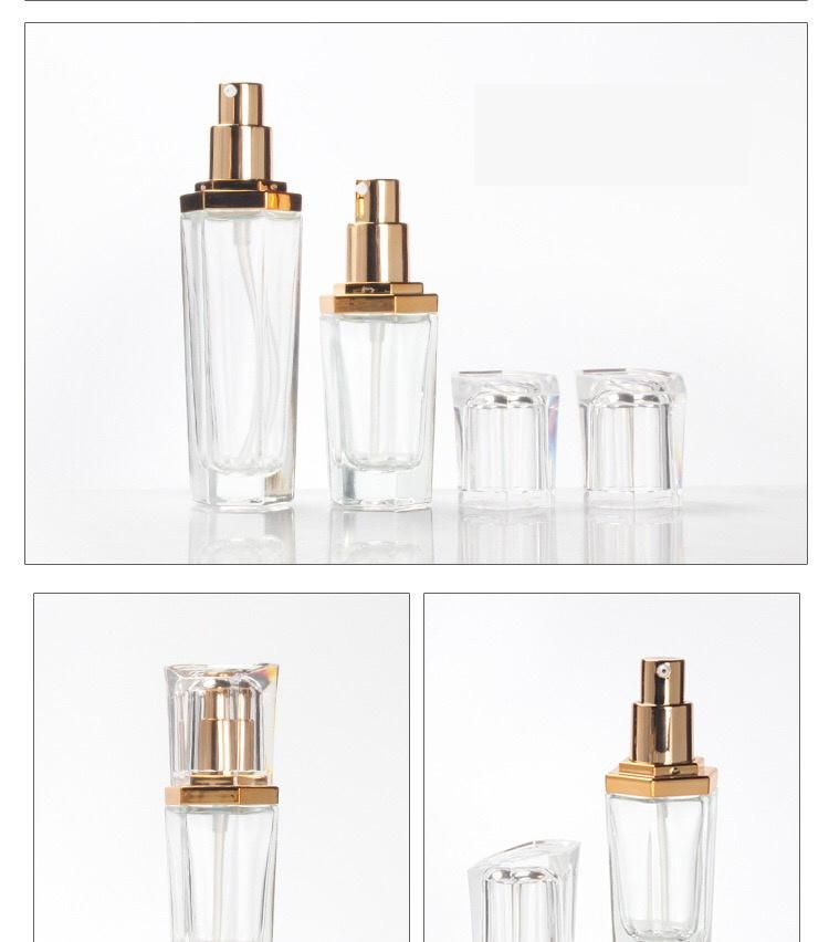 Hex Lotion Glass Bottle for Cosmetic Packing with Pump Head