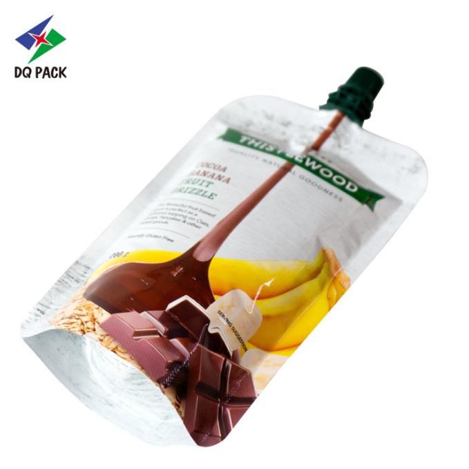 Chocolate Juice Packaging Stand up Pouch with 8.6mm Black Spout and Cap