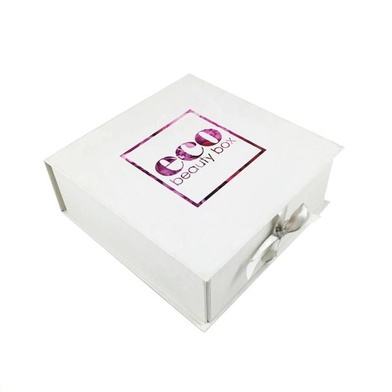 Customized Luxury Flat Folding Gift Box with Ribbon Closure