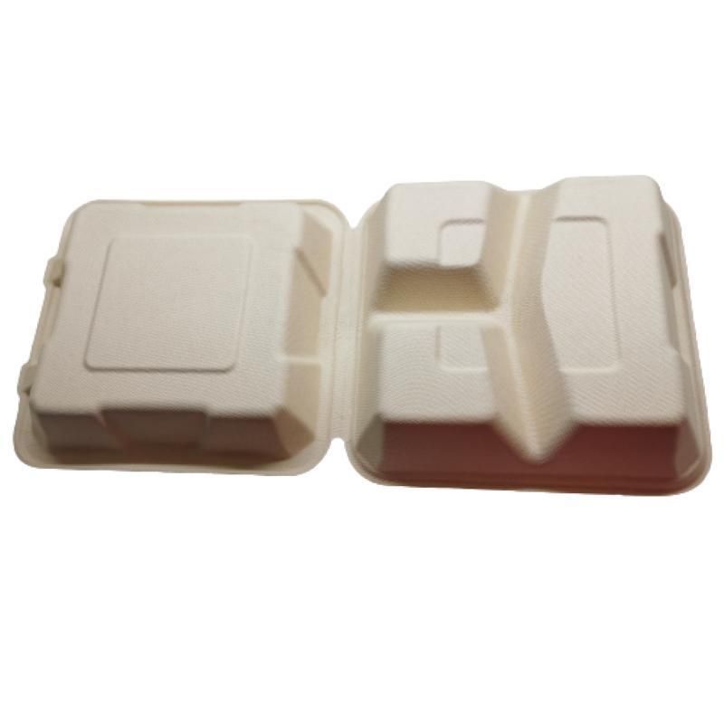 Eco Friendly Bagasse Disposable 3-Compartment Food Packaging 10 Inch