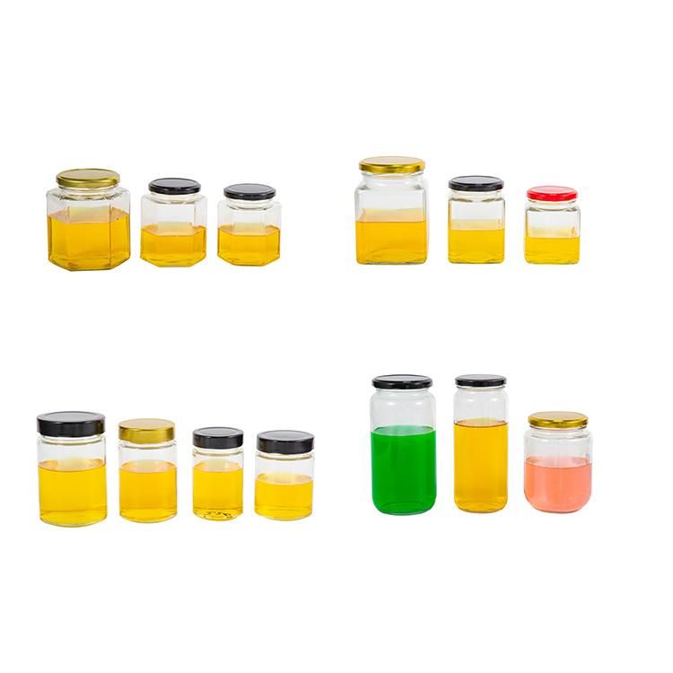 Square 280ml 380ml 500ml Empty Jam Honey Food Storage Jar Glass Container with Metal Cap