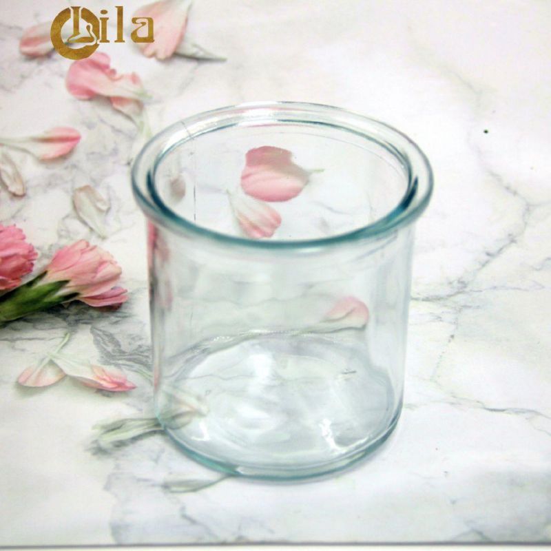 China Factory 300ml Square Wide Glass Candle Jar with Wood Bamboo Lid