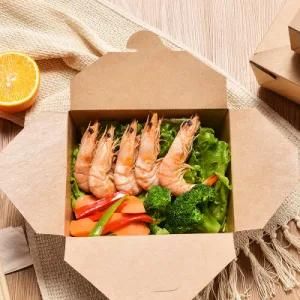 Custom Printed Disposable Take Away Kraft Paper Meal Box Hot Chicken Wings Packaging Box Fast Food Paper Box