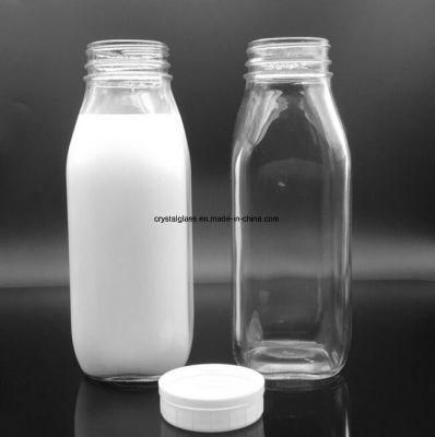 300ml 500ml French Square Glass Bottle Milk Beverage Bottle
