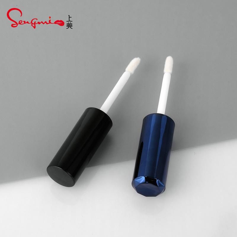 Best Seller 8ml 10ml Fashion Black Wand Blue Clear Lip Gloss Tube Lip Gloss Packaging Custom Black Lid Clear Lip Gloss Tube with Black Top