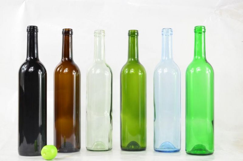 750ml Transparent Green Amber Wine Glass Bottle