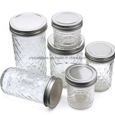 250ml 8oz Wide Mouth Glass Mason Jar with Custom Screw Metal Lid