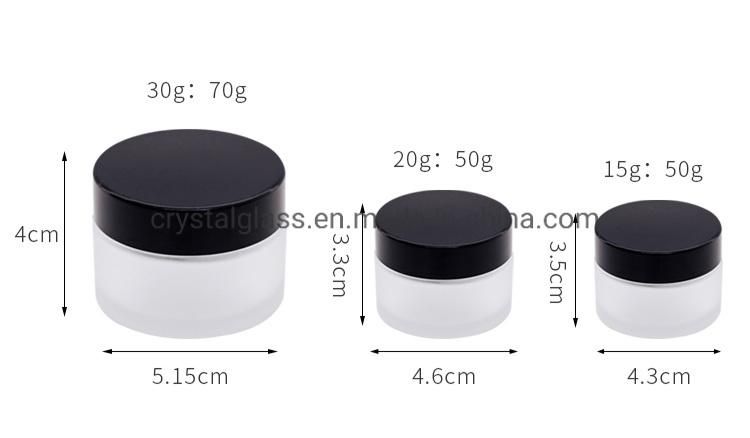 15g 20g 30g Empty Portable Frosted Cream Jar with Black Caps for Cream and Lotion