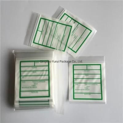 Re-Sealable Plastic Pill Pouches /Writable Pill Baggies