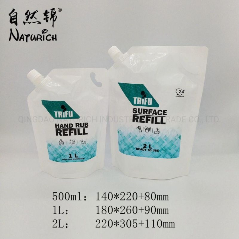 2L Surface Disinfection Packaging Spout Pouch with Handle Plastic Bag