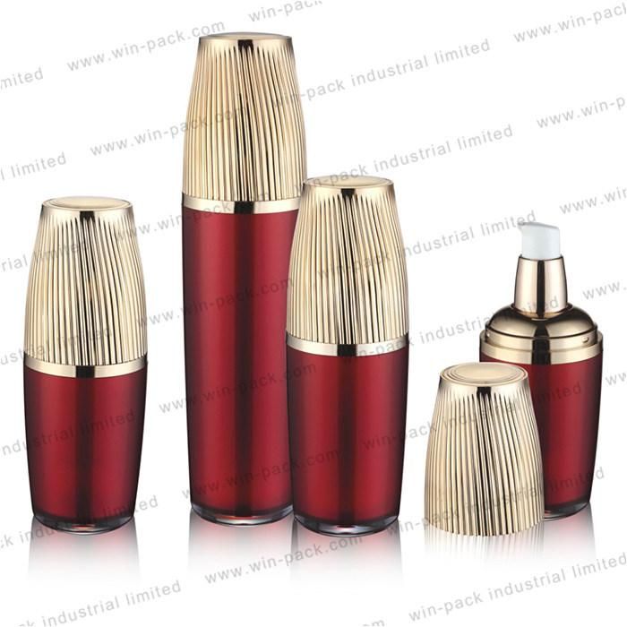 New Design 30ml 50ml 80ml 120ml Customized Red Color Gold Acrylic Lotion Bottle