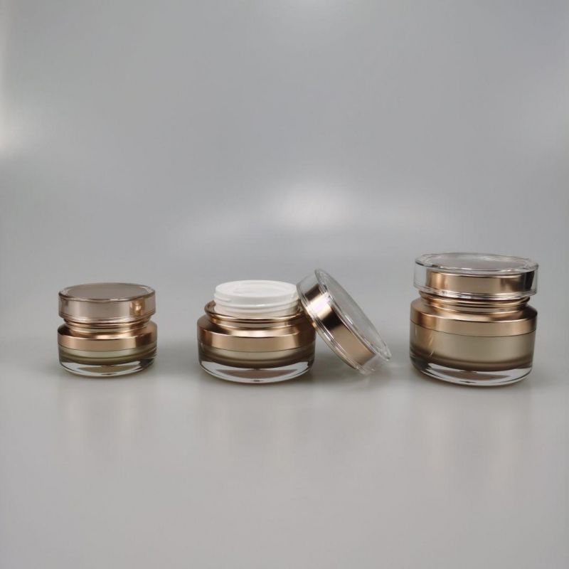 Empty Luxury Acrylic Skincare Plastic Double Wall Cosmetic Face Cream Plastic Jars with Lids Packaging 10g 30g 50g