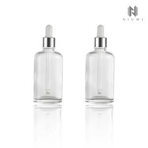 100ml Clear Color Essential Oil Bottle Glass Serum Dropper Bottle Customized Color Aluminum Dropper