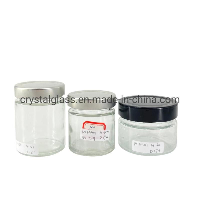 Storage Jar Food Glass Jar Container for Packaging Honey Jelly with Deep Metal Lid