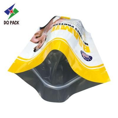 Dq Pack Custom Logo Mylar Bag Antistatic Stand up Zipper Pouch for Protein Powder Packing