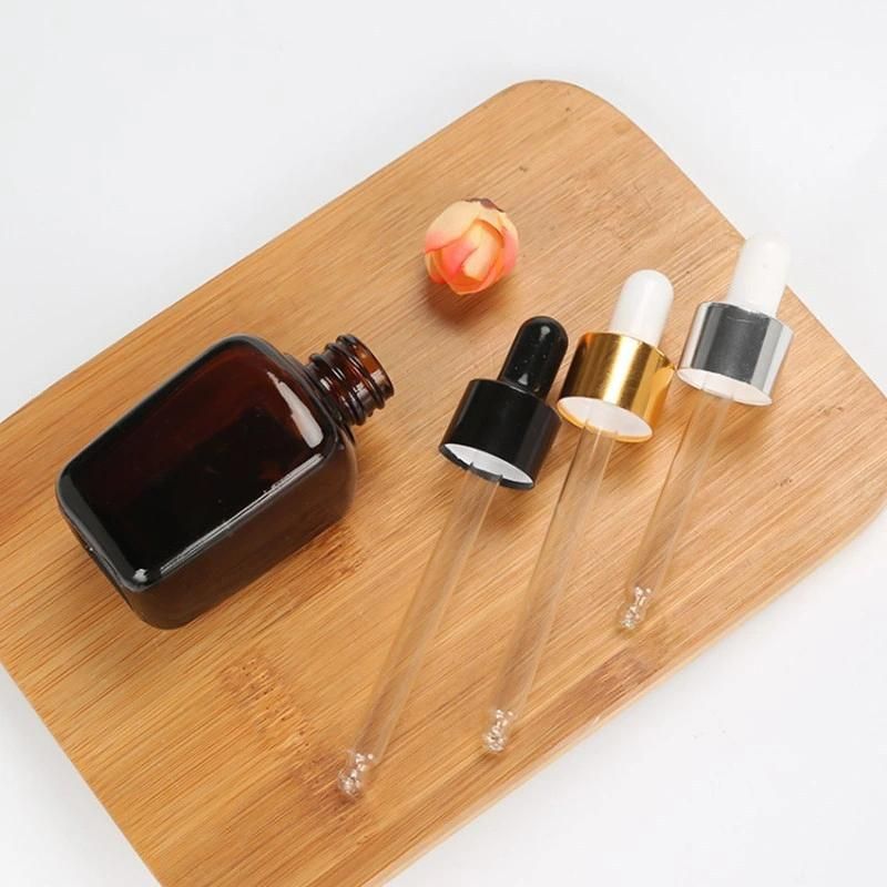 10-100ml Square Amber Glass Dropper Bottle Lotion Pump Bottle Serum Cosmetic Bottle