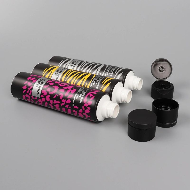 Black Color Flip Top Cap PE Plastic Tube for Face Wash Cream Packaging