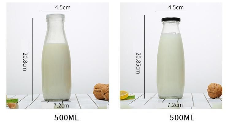 500ml Glass Milk Bottles Wih Air Tight Lids. Ideal for Milk, Juice and Beverages