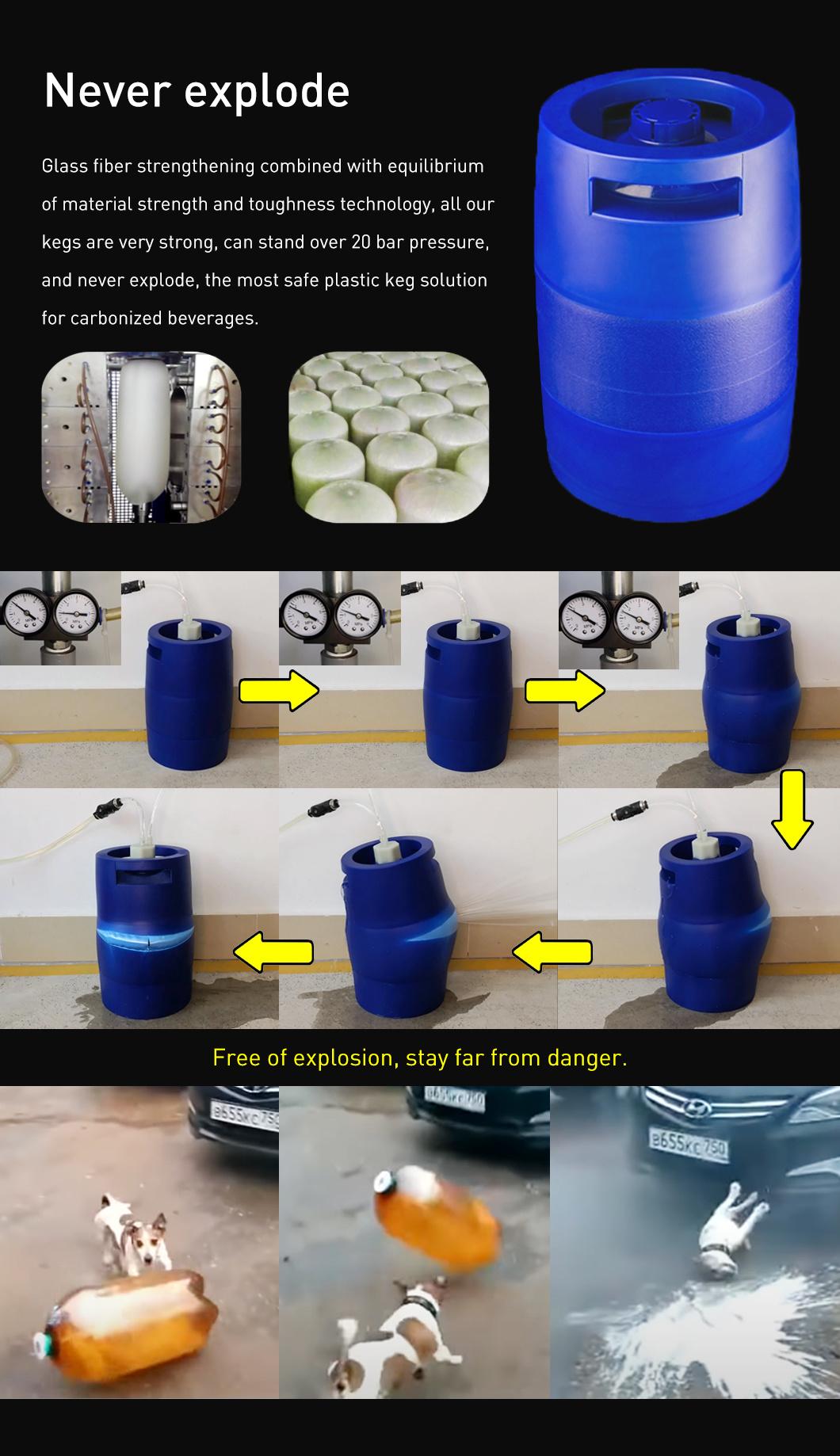 Resuable Plastic Beer Kegs 15L Beverage Keg Free of Explosion