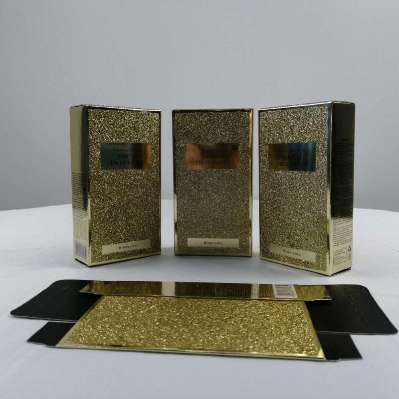 Luxury Good Quality Custom Gold Flitter Cosmetic Packaging Box for Skin Care