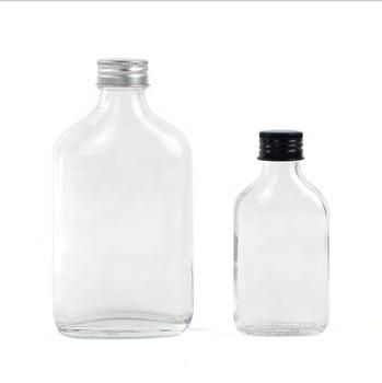 Small Mini 50 Ml Flat Water Juice Whiskey Glass Bottle with Metal Screw Cap