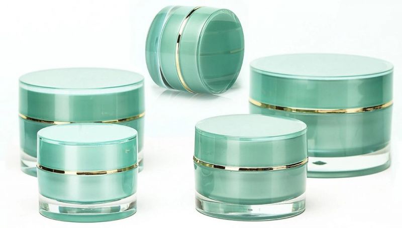 15g Green Plastic Acrylic Cream Jar for Skin Care