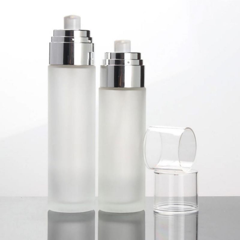 100ml Clear Frosted Glass Lotion Bottle Empty Bottle Toner