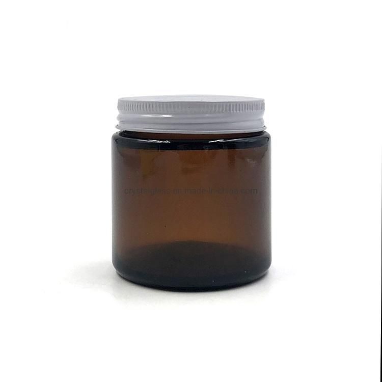 120ml Amber Color Glass Candle Jar with Metal Lid 4oz