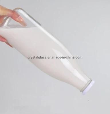 Wholesale Round Style Fresh Milk Glass Bottle with Tinplate 250ml 500ml 1000ml