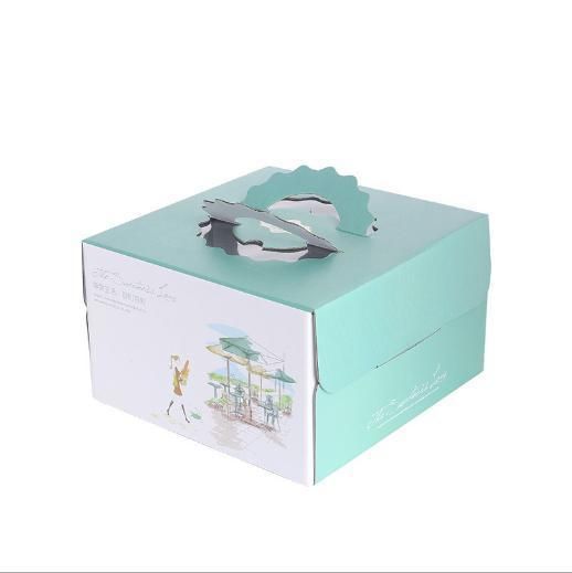 Wholesale Custom 6 8 10 12 Inch Paper Baking Cupcake Packing Box with Handle Portable Wedding Birthday Party Cake Shaped Packaging Box Can Be Hot Stamped Loge